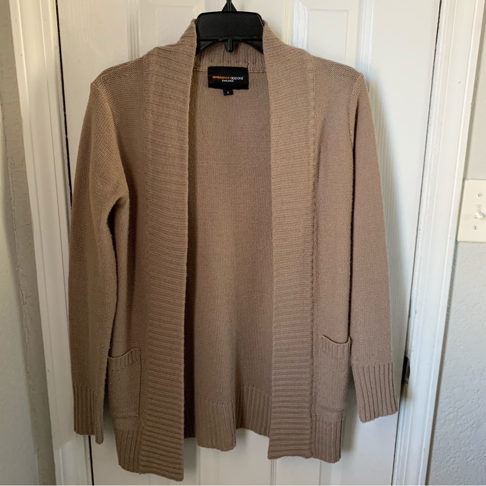 Brown Beige Cardigan Sweater